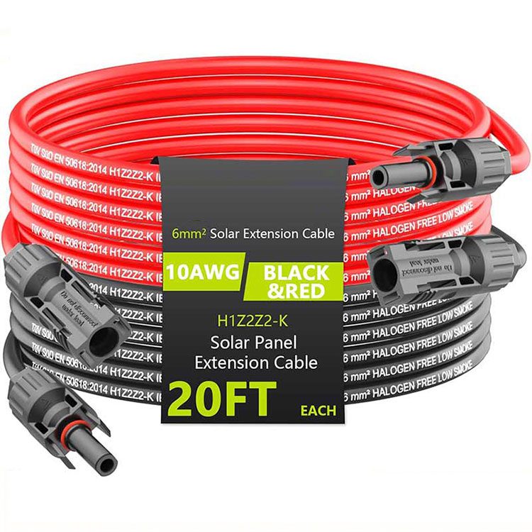 Eguzki-luzapen-kablea 20FT 10AWG (6mm2) Eguzki-panelen luzapen-kablea